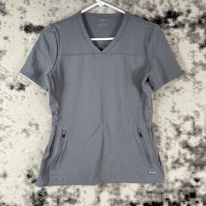 Jaanuu Pontelux Scrub Top Womens Size Small Gray Nursing‎ Hospital